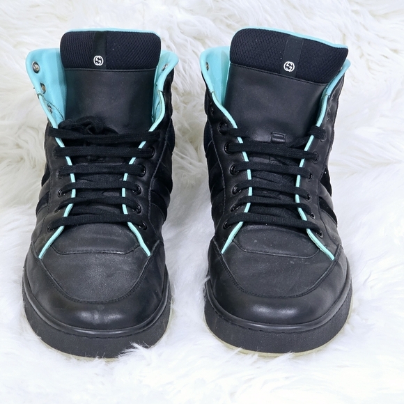 Gucci men sneakers black leather Ronnie Hi top sz.10 - Picture 6 of 17